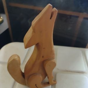VINTAGE WOODEN HANDMADE COYOTE. ONE OF A KIND, UNIQUE.